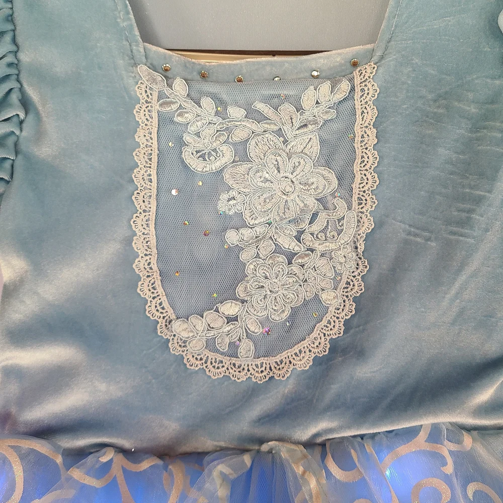 Light Up Blue Princess Costume Dress Girls Size 150 Cinderella Style LED Tulle